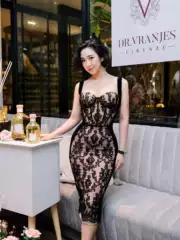 In Stock | Vintage French Lace Slip Dress, Sexy Long Dress, Slim-Fit European and American Women's Clothing, Bodycon Dress, Cross-Border Dress.