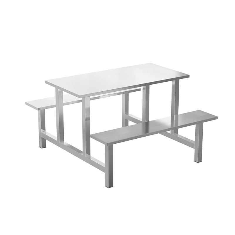 不锈钢快餐桌工厂员工食堂4人8人位餐桌饭店学校餐厅组合连体餐桌
