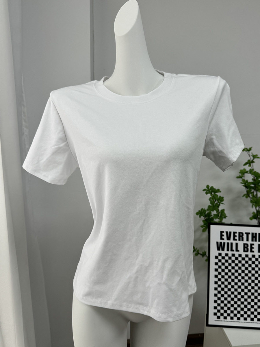 Womens Basic Solid Color T Shirt Slim Fit Short Sleeve Comfortable Fabric Casual Spring Summer Wear Wholesale