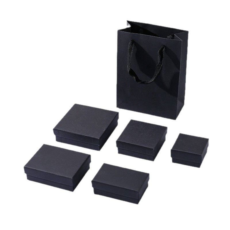 Black jewelry packaging box manufacturers in stock ring earring necklace pendant simple solid color jewelry gift box high