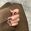 Wearing nail B776 mocha cat eye short ladder 24 pieces white flashing autumn and winter elegant nail art fake nail patch