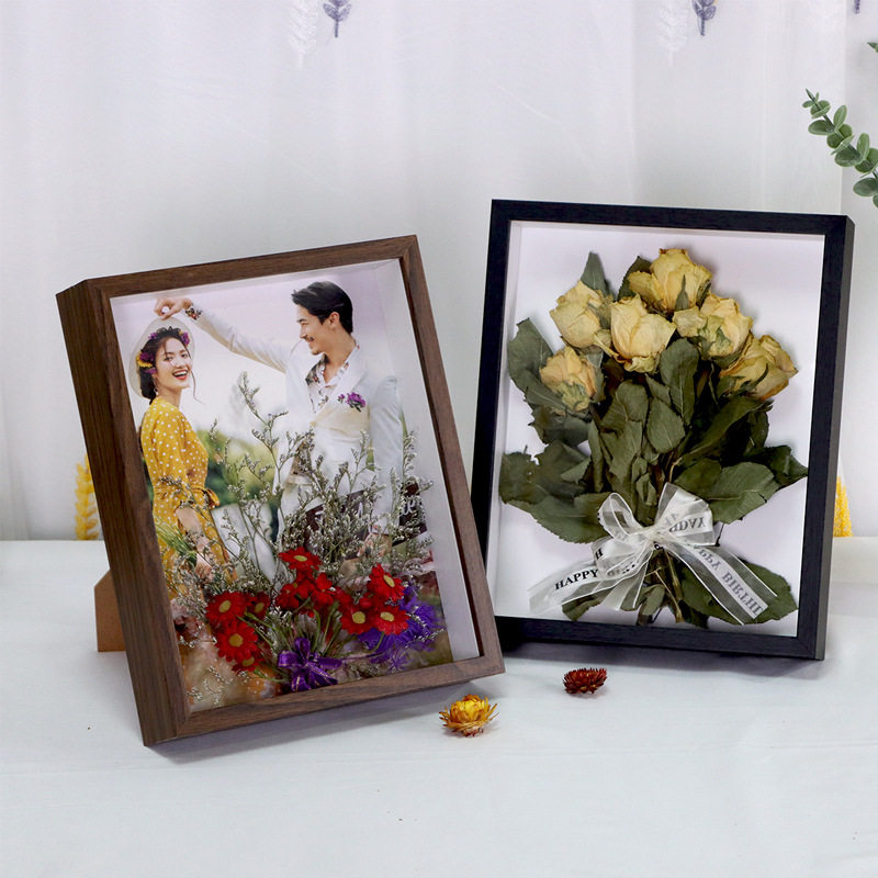 Dried flower photo frame diy wooden puzzle frame handmade creative specimen clay 3.5cm hollow photo frame table wholesale