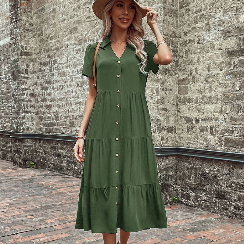 Casual Midi Dress Simple Design Comfortable Fit Summer Style Perfect for Work or Leisure Wholesale Available