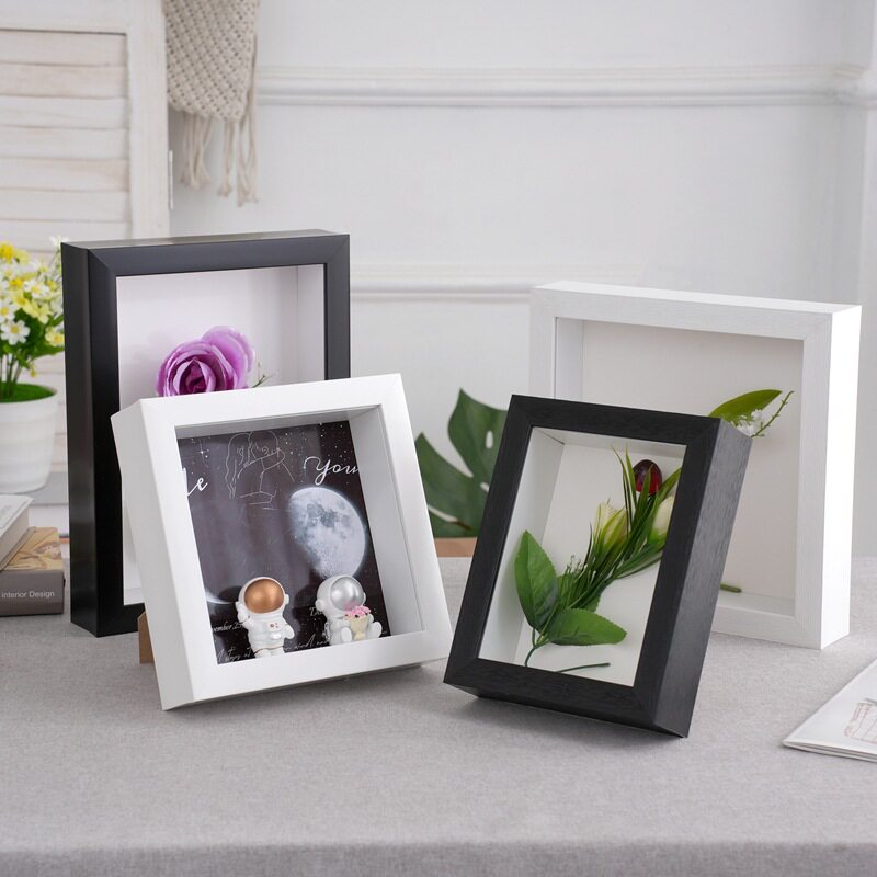 Thickened Hollow 5cm Three-Dimensional Photo Frame Square Astronaut Hand and Foot Print Dried Flower Specimen Frame Minimalist Style Sample