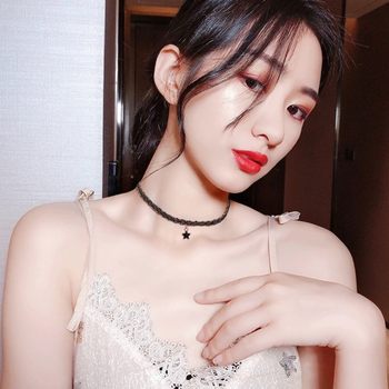 South Korea Black Sexy Collarbone Chain Simple Short Star Pendant Necklace Choker Collar Neck Band Neck Chain for Women