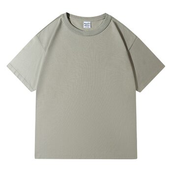 AG300 g cotton T-shirt heavy American retro thick needle plus size half sleeve national fashion loose shoulder solid color short sleeve