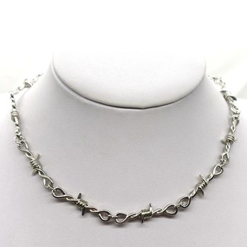 Wish Cross-border Small Iron Thorn Hip-hop Gothic European and American Punk Style Barbed Wire Small Barbed Chain Collar Necklace for Men and Women