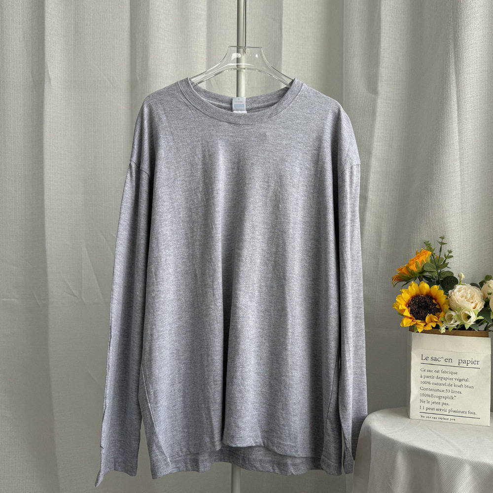 Womens Loose Fit Long Sleeve T Shirt Solid Color Round Neck 100 Cotton Spring Casual Wear Wholesale Available