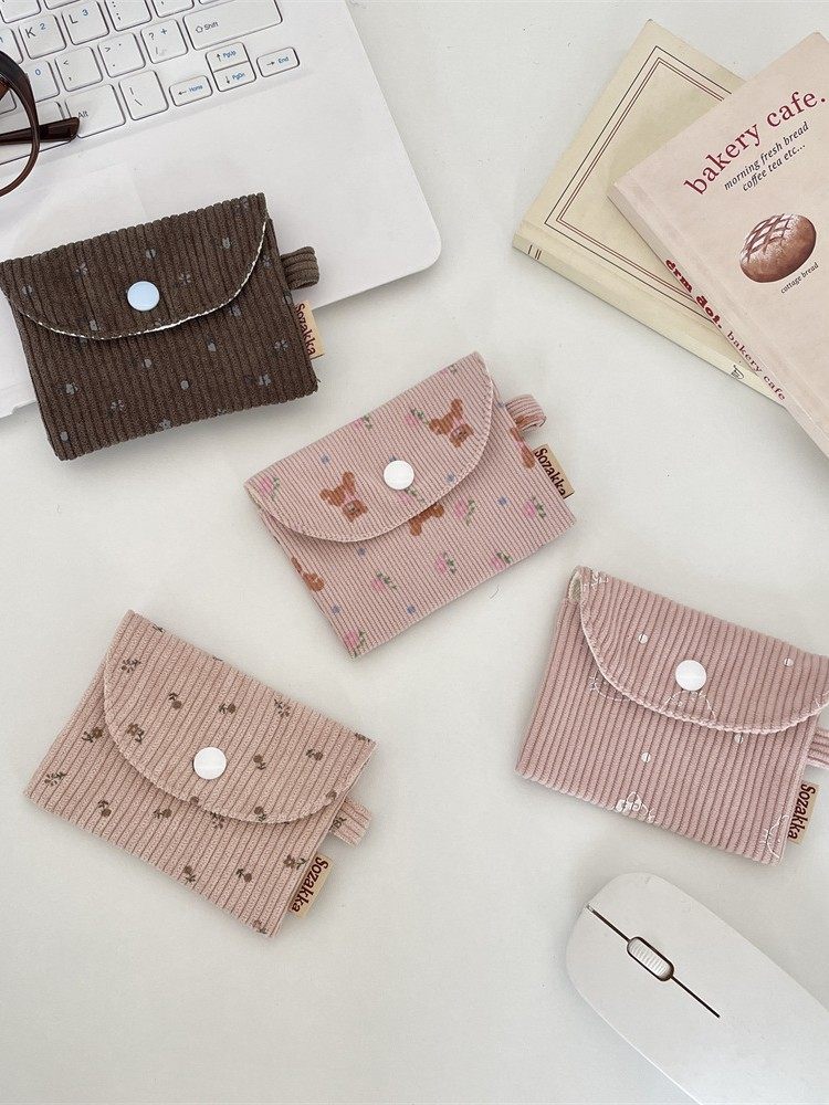 511242 Corduroy Small Coin Purse Card Holder Coin Storage Student Wallet Card Holder Id Card Bag