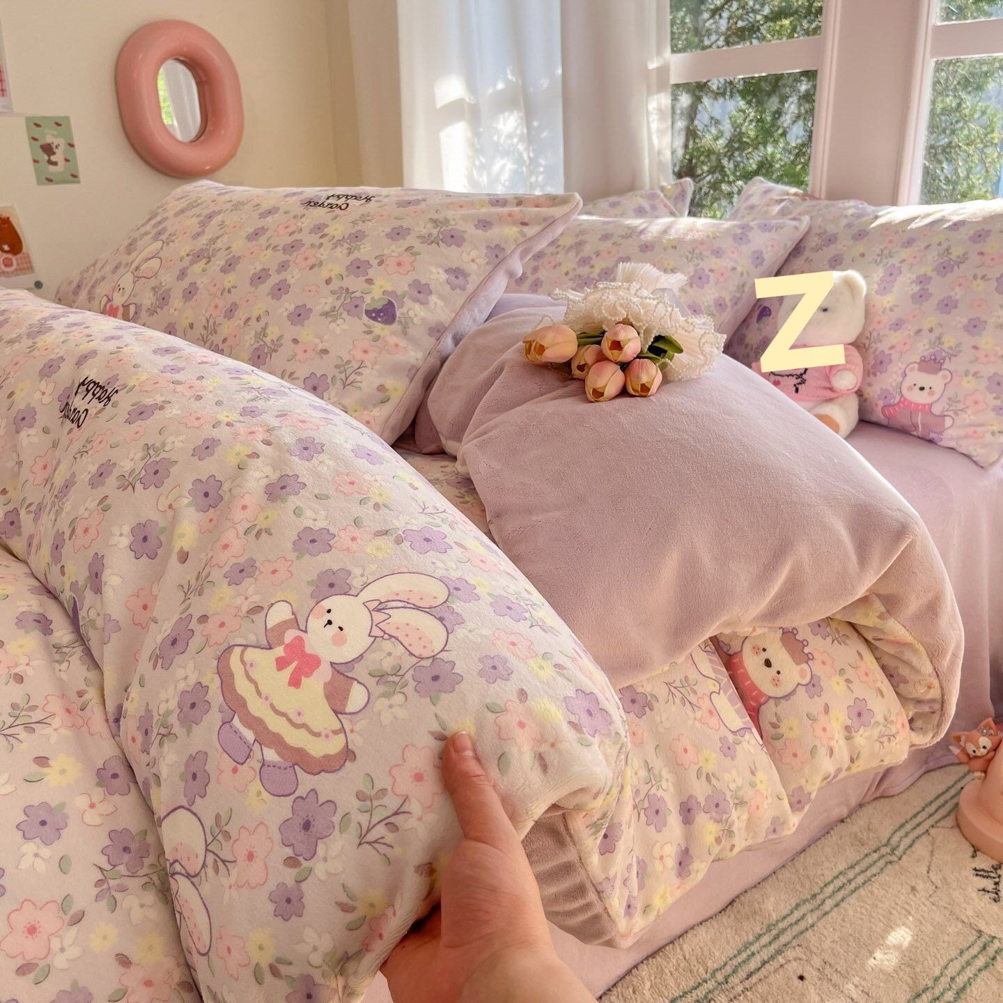 Winter Thickeneded Milk Velvet Bed Four-Piece Set Double-Sided Coral Velvet Quilt Cover Flannel Fleece-Lined Bed Bed Sheets Quilt Cover Three-Piece Set