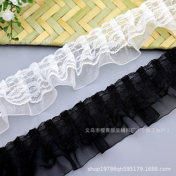 In Stock 5cm Double-Layer Lace Organza Pleated Lace DIY Doll Clothes Bedding Clothing Accessories Lace