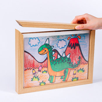 Children's Painting Magnetic Absorption Photo Frame Simple Flip Picture Frame Art Painting A4 Work Certificate Storage Display Frame