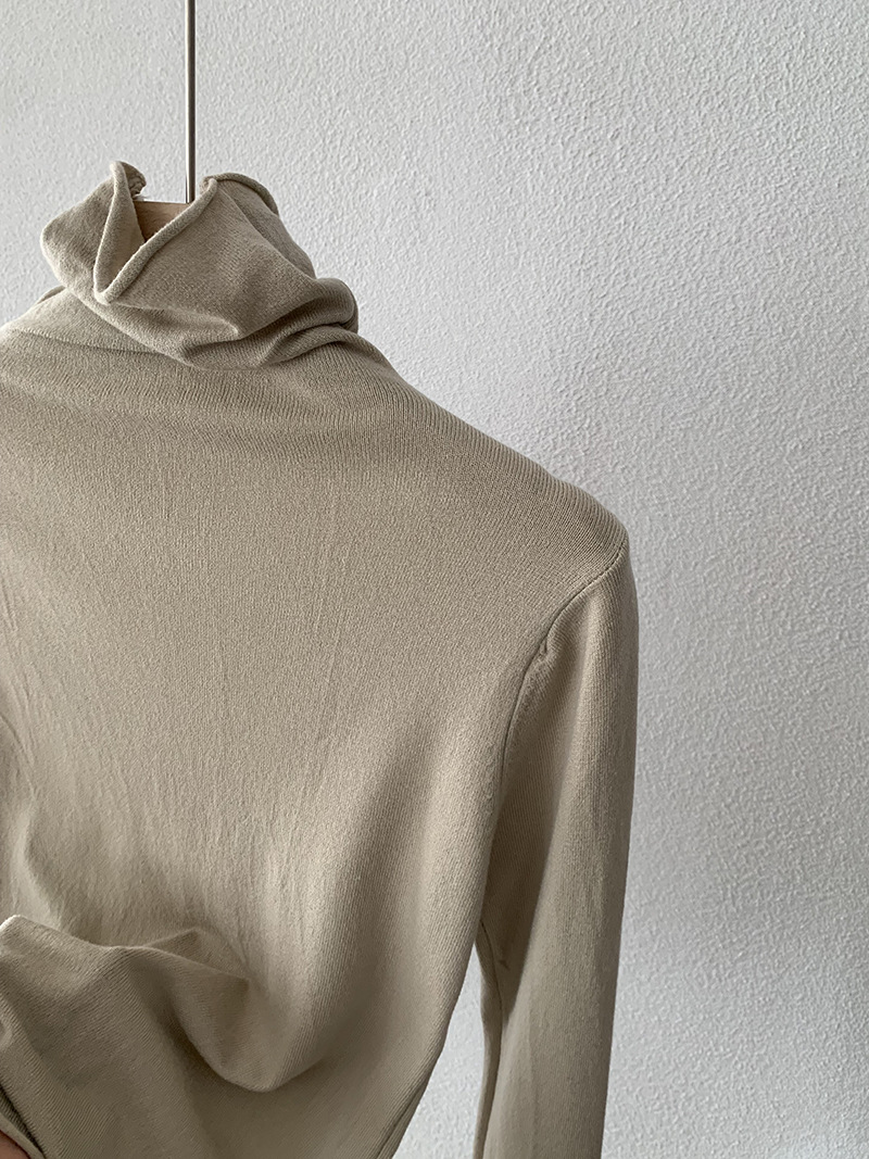 欧玛莱 柔软堆堆领纯色长袖安迪绒修身显瘦针织打底衫上衣女 4793