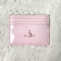 Pink patent leather saturn cardholder
