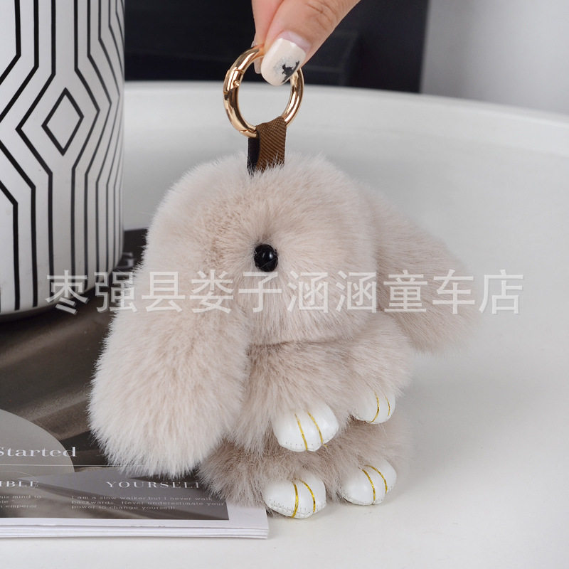 萌萌兔装死兔挂件仿獭兔毛汽车钥匙扣包包挂件小兔子挂件情侣挂件