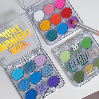Makeup Miss lara Nine-color Eyeshadow Plate Pearlescent Fine Flash Blue Green Purple European and American Style Stage Makeup Eyeshadow