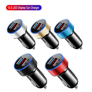 Cigarette Lighter 2.1A Digital Display Car Charger Car Dual Port USB Car Charger One to Two 2-Port Car Electrical Appliances Wholesale