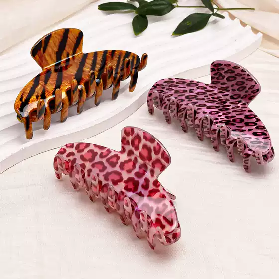 Cross-Border Hair Clip for Women, Medium Size, Leopard Print, French Style, Simple Design, High-End Shark Clip, Custom Hair Clip for the Back of the Head