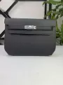 Epsom leather black silver buckle