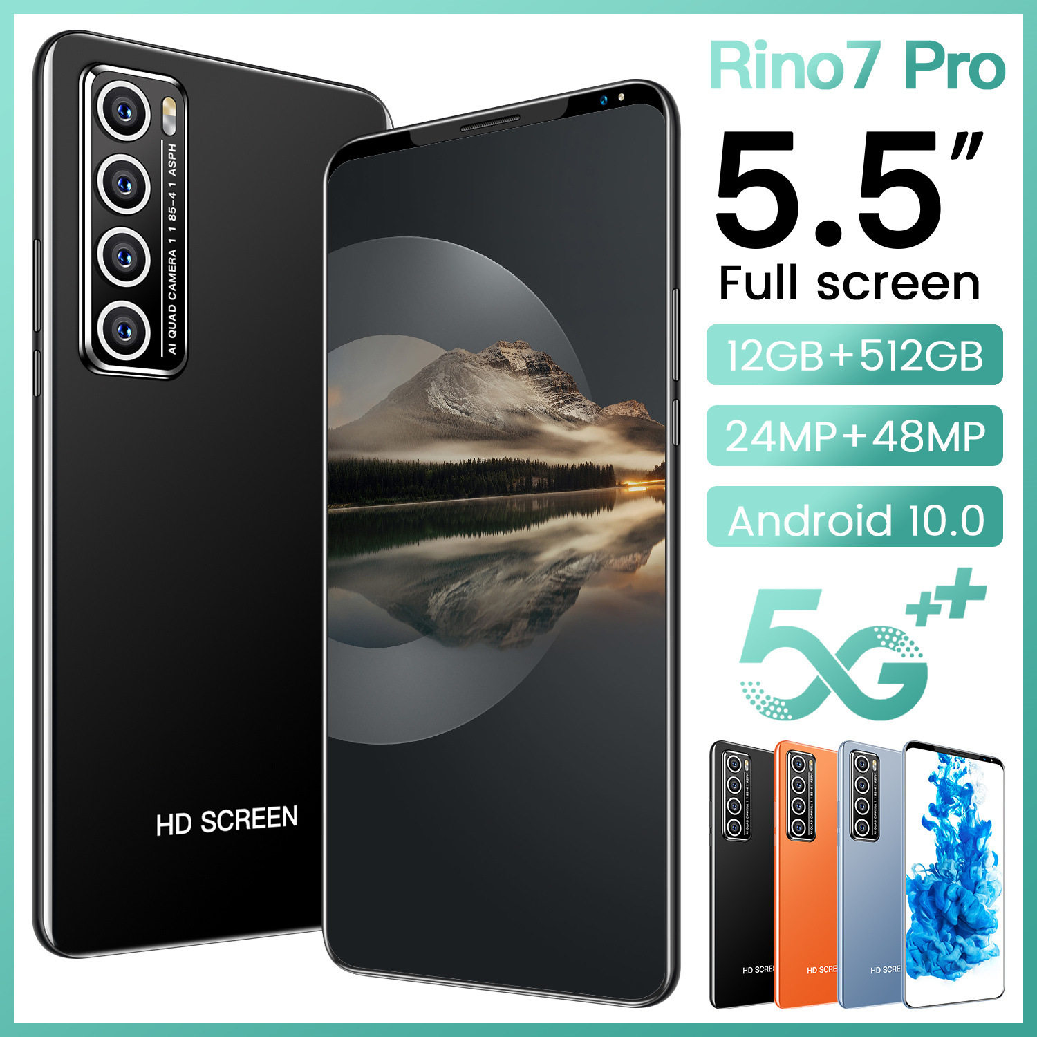 rino7 Pro跨境电商爆款5.5英寸安卓智能手机1+4G双卡双待现货低价