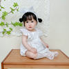 Female Baby's Summer Wrap Fart Clothes New Summer Clothes Princess Har Clothes Triangle Climbing Suit Sling Outfit White Lolita