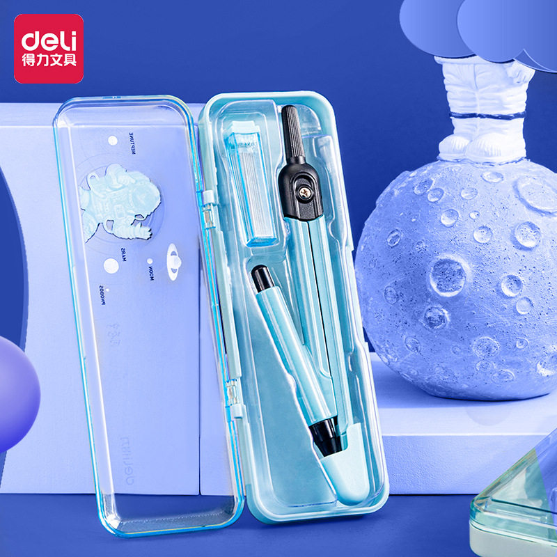 Deli 72165 compasses simple fashion student exam drawing metal compasses set for office Engineering Drawing