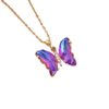 Cross-border Hot Sale Micro-inlaid Zircon Gradient Magic Color Butterfly Titanium Steel Necklace Women's Fashion Simple Elegant Personalized Copper Pendant