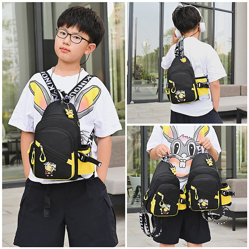 Children's Chest Bag Boys Korean Style Trendy Boys Crossbody Bag Cute Cartoon Small Bag Fashionable Kids Outdoor Small Backpack