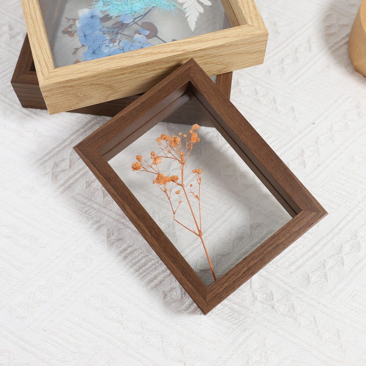 Wooden DIY Handmade Double-Sided Transparent Square Photo Frame Calligraphy Display Frame Specimen Frame Pull-Out Picture Frame Wholesale