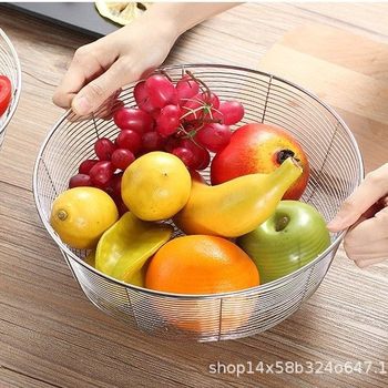 Pure 304 Stainless Steel Non-Magnetic Fruit Basket, Round, Thick, for Living Room, Special for Washing Vegetables, Free Shipping, Clearance Fruit Basket for Home