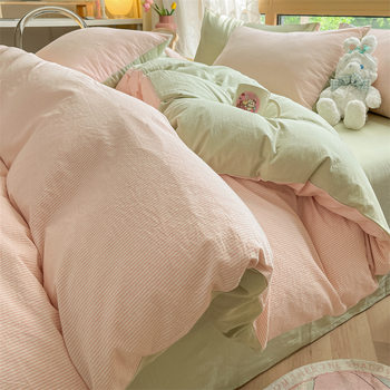 Casual Pure Cotton Washed Cotton Four-Piece Set 2025 New Cotton Bed Bed Sheets Quilt Cover Bed Bed Sheets Winter Bedding