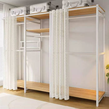 Coat Rack, Home Bedroom Combination Clothes Rack, Floor-Standing Rental Wardrobe, Open Wardrobe, Simple Storage Cabinet