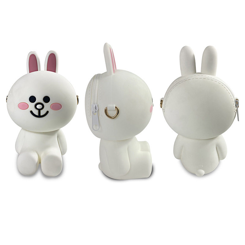 Silicone coin purse custom Japanese and Korean-style ins cartoon zipper wallet pendant custom pvc girls small messenger bag manufacturers