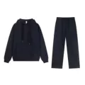 Navy blue hooded straight suit