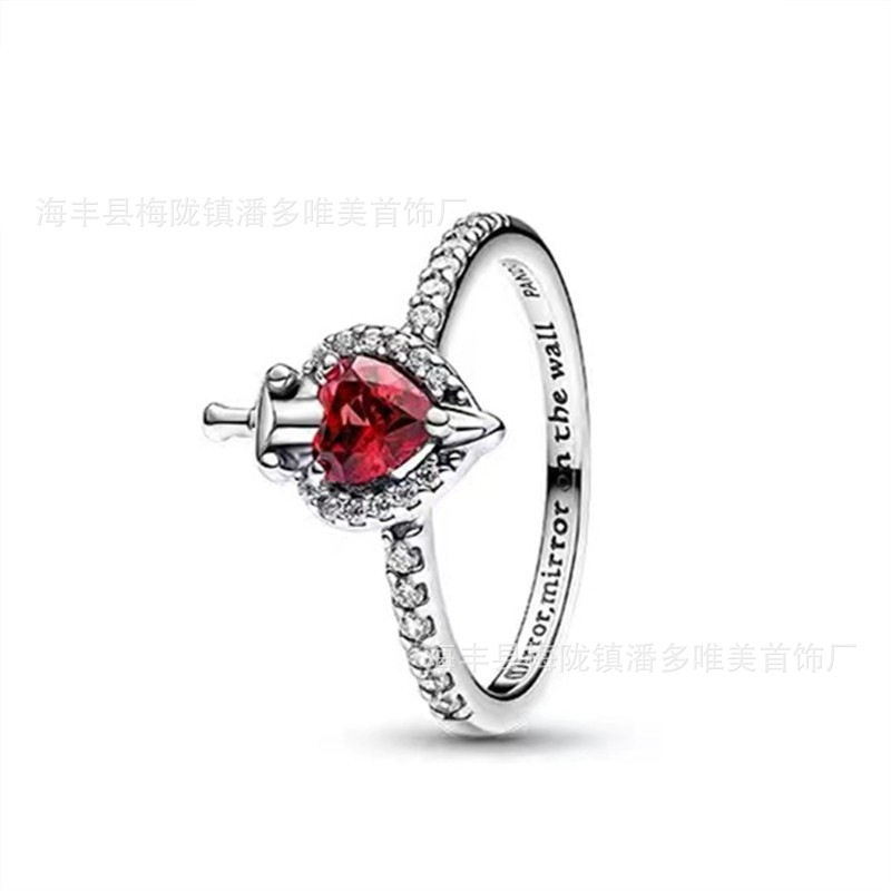 Panjia 925 White Copper Silver-Plated Diamond Gemstone Colorful Heart Ring Fashion Ring Series