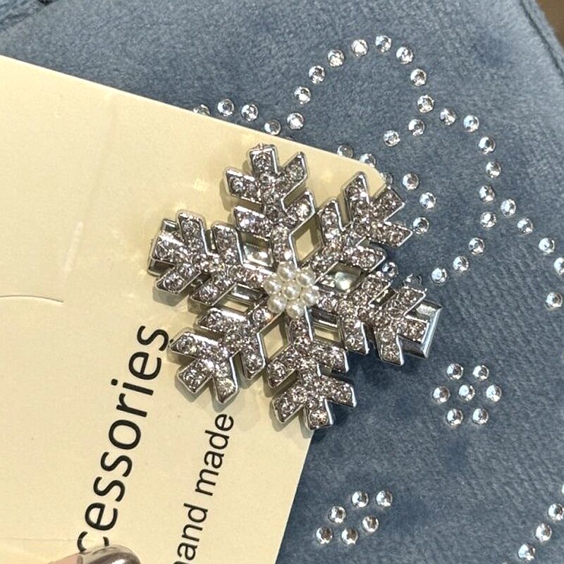 超闪水钻珍珠雪花小鸭夹高颜值圣诞节温柔可爱发卡冬季新款头饰女