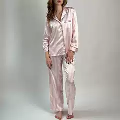 Cross-border foreign trade hot-selling printed striped shirt trousers suit lapel long sleeve cardigan top wide leg pants two-piece set