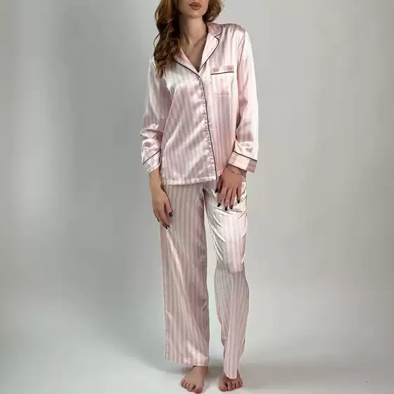 Cross-border foreign trade hot-selling printed striped shirt trousers suit lapel long sleeve cardigan top wide leg pants two-piece set