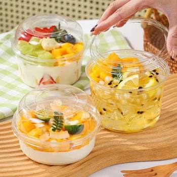 Thickened Disposable Ice Powder Packaging Box with Lid, Trendy Fruit Ice Dessert Bowl, Taro Ice Cream Pet Cup