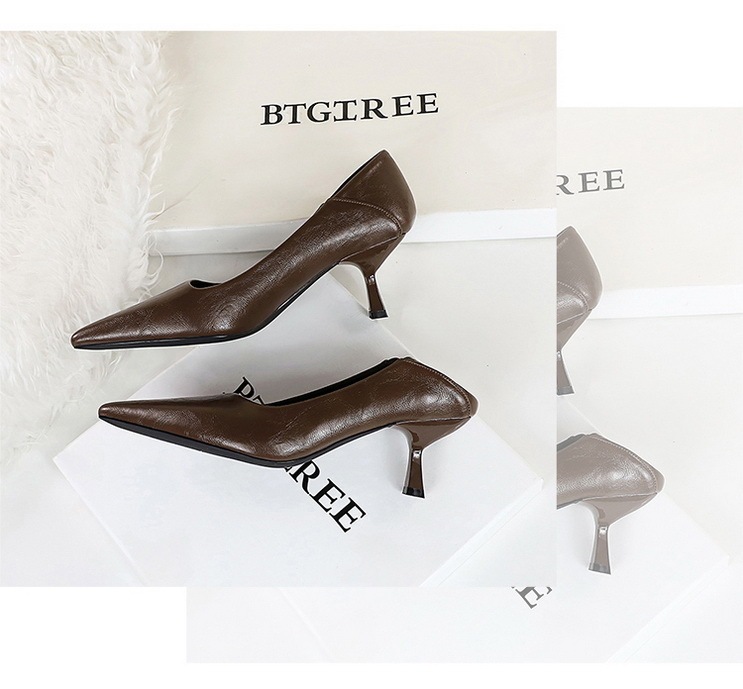 Giày cao gót nữ mũi nhọn gót mảnh 6cm phối họa tiết da báo thanh lịch — màu báo đốm, màu đen, nâu, Rượu vang đỏ