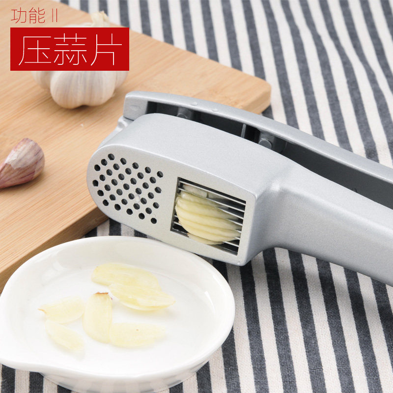 Cross-border alloy two-in-one garlic press manual garlic pureer garlic cutter household garlic stir garlic pounding artifact wholesale