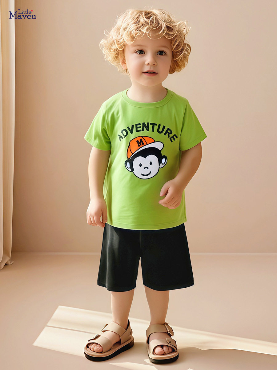 Boys' Summer Cartoon Cotton Short-Sleeve Set from Source Kids' Wear Factory