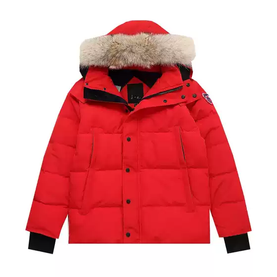 European and American Couple's Winter CG Big Goose Wool Collar Removable Hooded Parker Down Jacket Flat for Cross-border European Goods