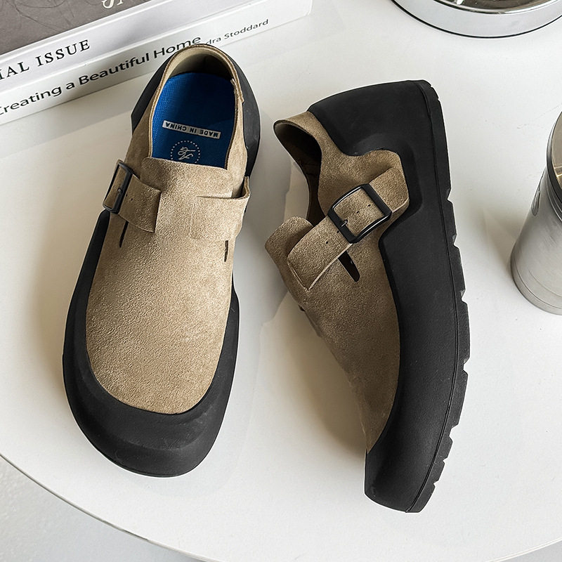 thick-soled Birkenstock shoes for men and women, spring and summer slip-on casual retro single shoes, thick-soled comfortable lazy shoes