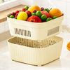 New Double-Layer Drain Basket Kitchen Fruit Washing Drain Basin Multi-Functional Vegetable Washing Basket Household Drain Bowl Vegetable Washing Basin
