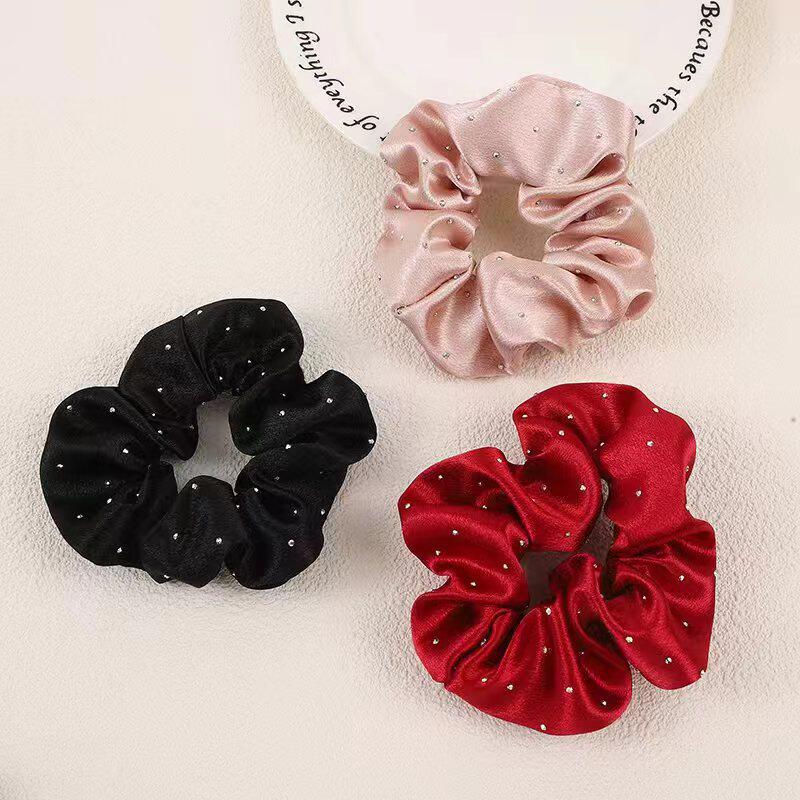 New Korean-style Gimmel Hot Rhinestone Large Intestine Hair Ring Simple All-match Marubeni Hair Elegant Hair Rope Hair Ring