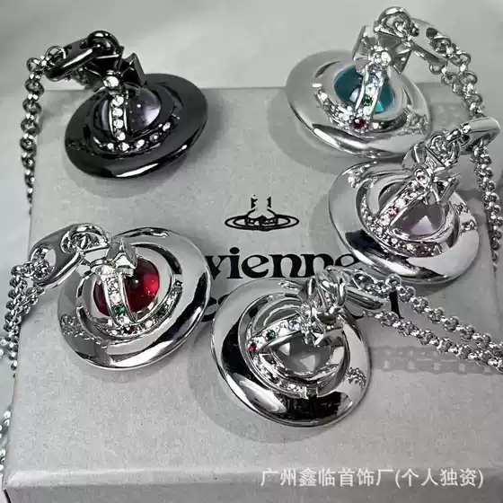 High-End Version of Empress Dowager's Medium-Sized Orb Saturn Necklace, Vivienne Classic Multicolor Three-Dimensional Planet Clavicle Chain Wholesale