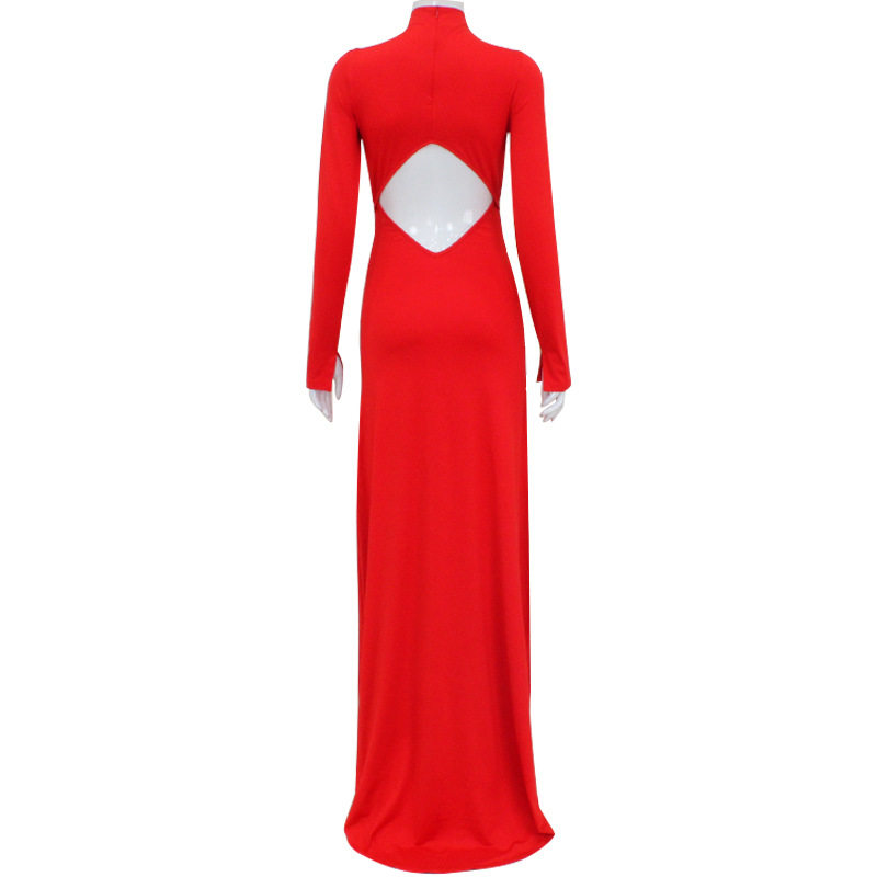 High Neck Long Sleeve Bodycon Dress Sexy Hollow Out Design Autumn Winter Fashion for Parties Wholesale Available