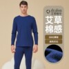 Mugwort Cotton Antibacterial Men's Thermal Underwear Set, Thickened Double-Sided Fleece Base Layer Top and Bottom Thermal Wear