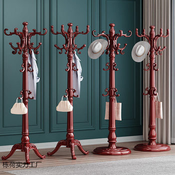 ☆ European-Style Solid Wood Coat Rack, Floor-Standing Clothes Rack, Large Coat Rack, Drying Rack, Coat and Hat Rack, Clothes Rack, Storage Rack